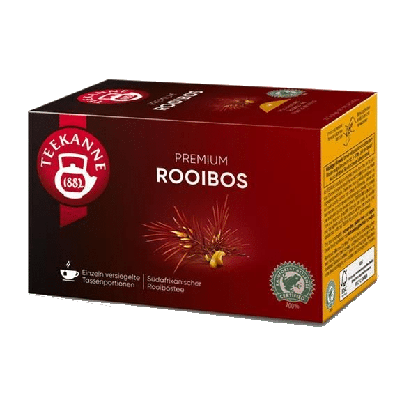 Chá Rooibos, sem glúten, sem lactose, vegan