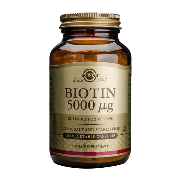 Biotin 5000 mcg, suplemento alimentar sem açúcar, sem glúten, sem sal, sem soja, vegan