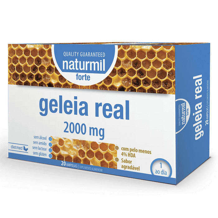 Geleia Real 2000mg, suplemento alimentar sem álcool, sem amido, sem glúten, sem lactose