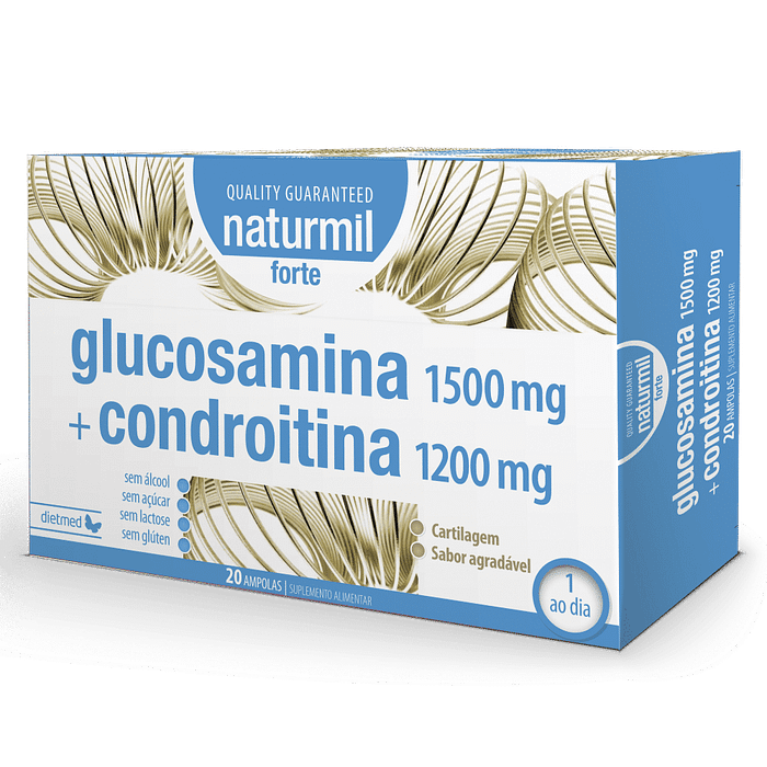 Glucosamina 1500mg + Condroitina 1200mg, suplemento alimentar sem açúcar, sem álcool, sem glúten, sem lactose