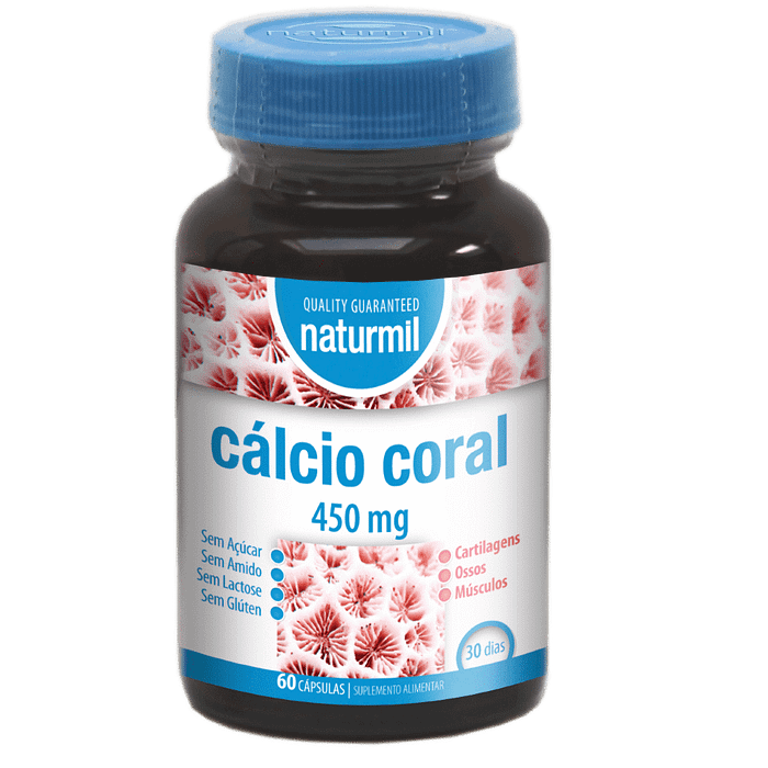 Cálcio Coral, suplemento alimentar sem açúcar, sem amido, sem glúten, sem lactose