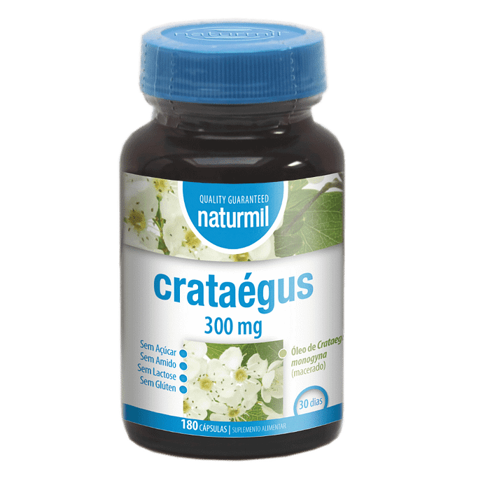Crataégus 300mg, suplemento alimentar sem açúcar, sem amido, sem glúten, sem lactose