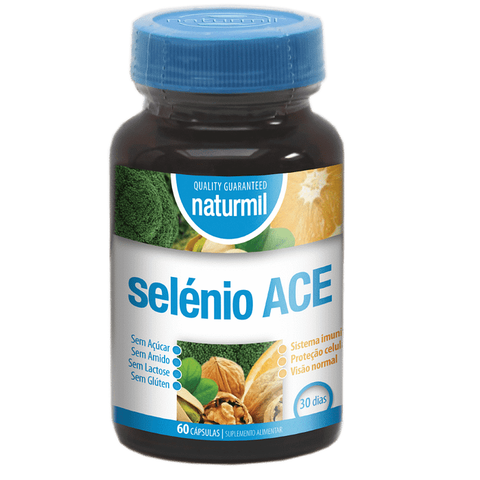Selénio ACE, suplemento alimentar sem açúcar, sem amido, sem glúten, sem lactose