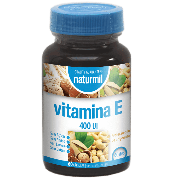 Vitamina E 400 UI, suplemento alimentar sem açúcar, sem amido, sem glúten, sem lactose