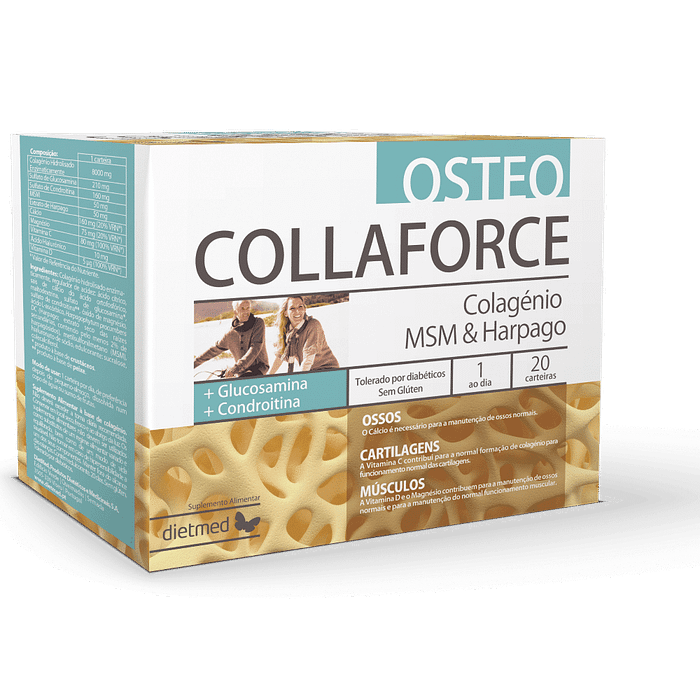Collaforce Osteo, suplemento alimentar sem glúten, sem lactose, sem soja