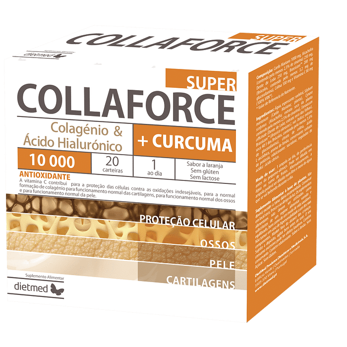 Collaforce Super + Curcuma, suplemento alimentar sem glúten, sem lactose