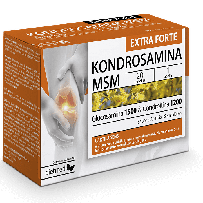 Kondrosamina MSM Extra Forte, suplemento alimentar sem álcool, sem lactose