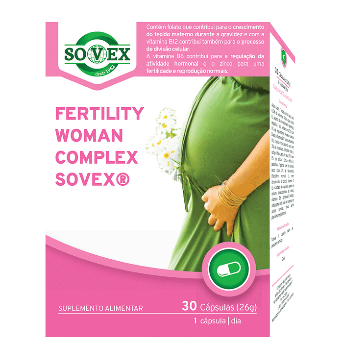 Fertility Woman Complex Sovex, suplemento alimentar sem glúten, sem lactose
