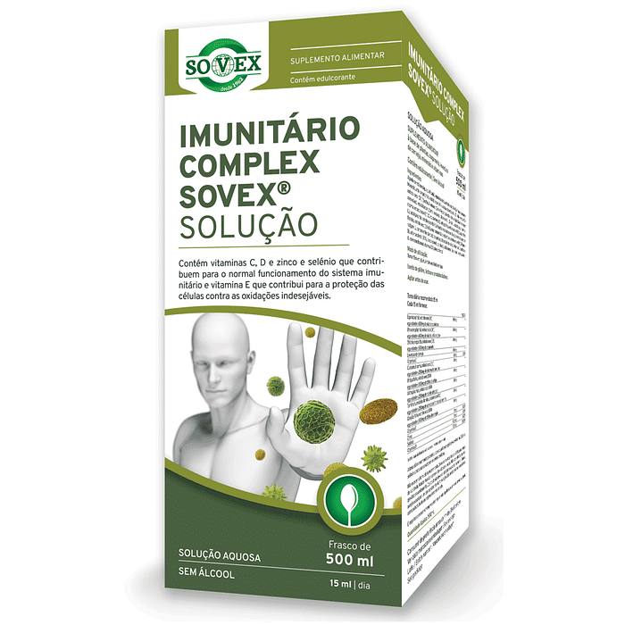 Imunitário Complex Sovex Solução, suplemento alimentar sem glúten, sem lactose