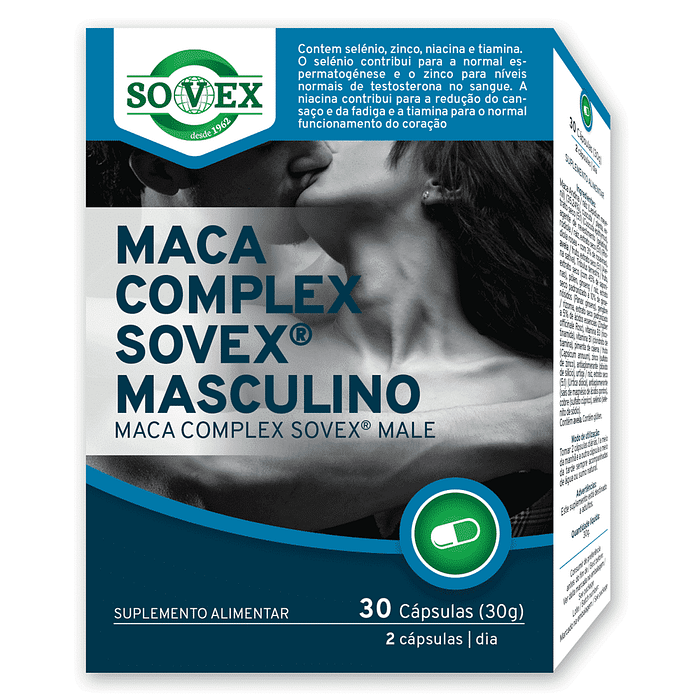 Maca Complex Sovex Masculino, suplemento alimentar sem lactose