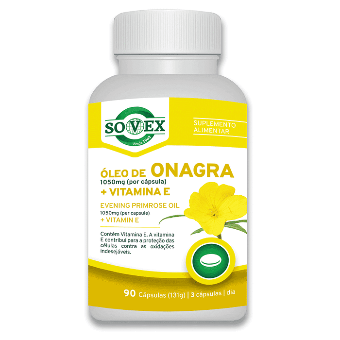 Óleo de Onagra + Vitamina E, suplemento alimentar