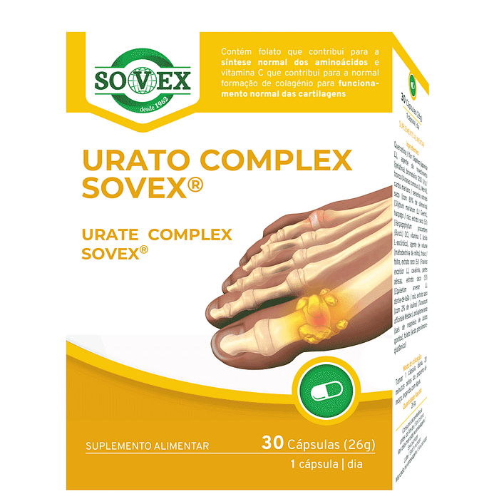 Urato Complex Sovex, suplemento alimentar sem glúten, sem lactose