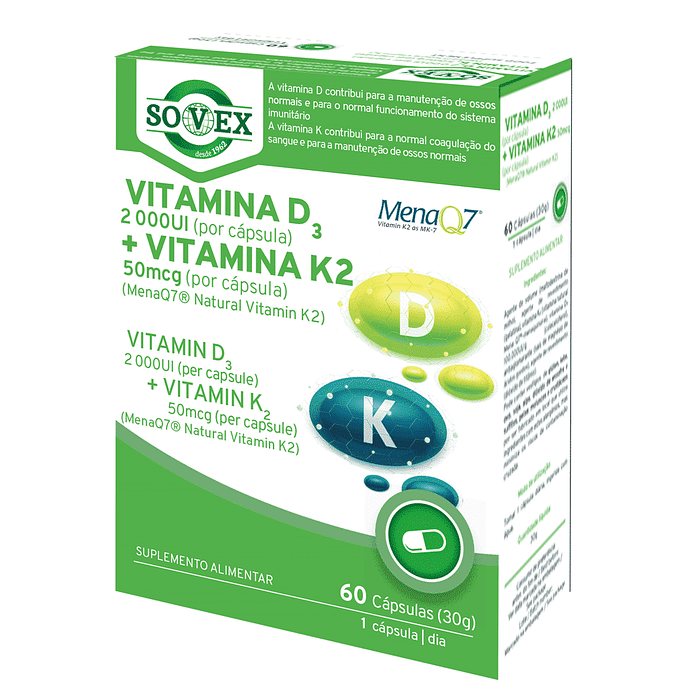 Vitamina D3 + K2, suplemento alimentar