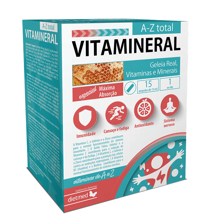 Vitamineral A-Z Total, suplemento alimentar sem álcool, sem lactose