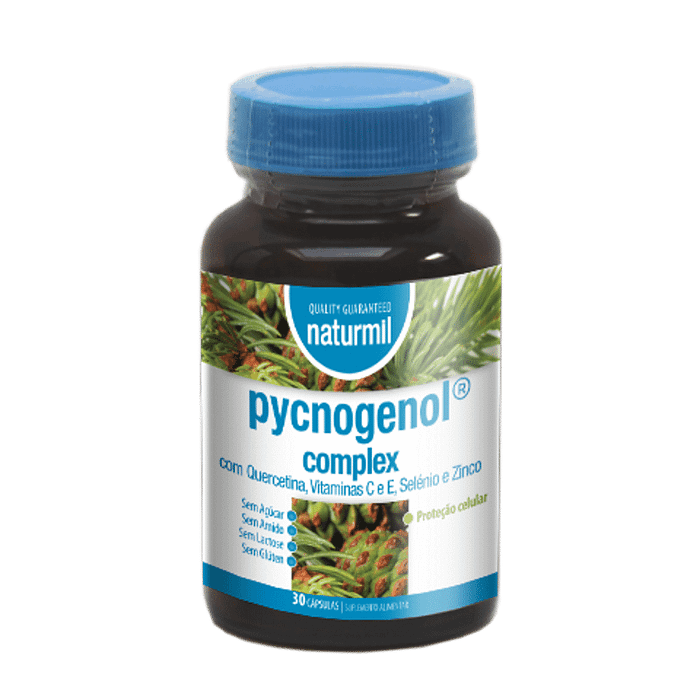Pycnogenol, suplemento alimentar sem açúcar, sem glúten, sem lactose, sem soja