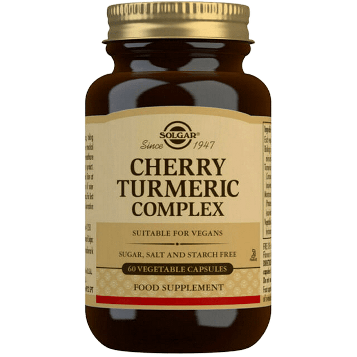 Cherry Turmeric Complex, suplemento alimentar sem açúcar, sem glúten, sem sal, vegan