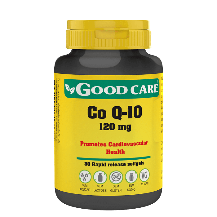 Co-Q10, suplemento alimentar sem açúcar, sem glúten, sem lactose