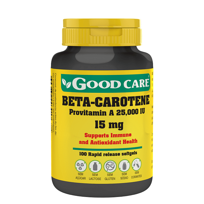 Beta-Carotene, suplemento alimentar sem açúcar, sem glúten, sem lactose