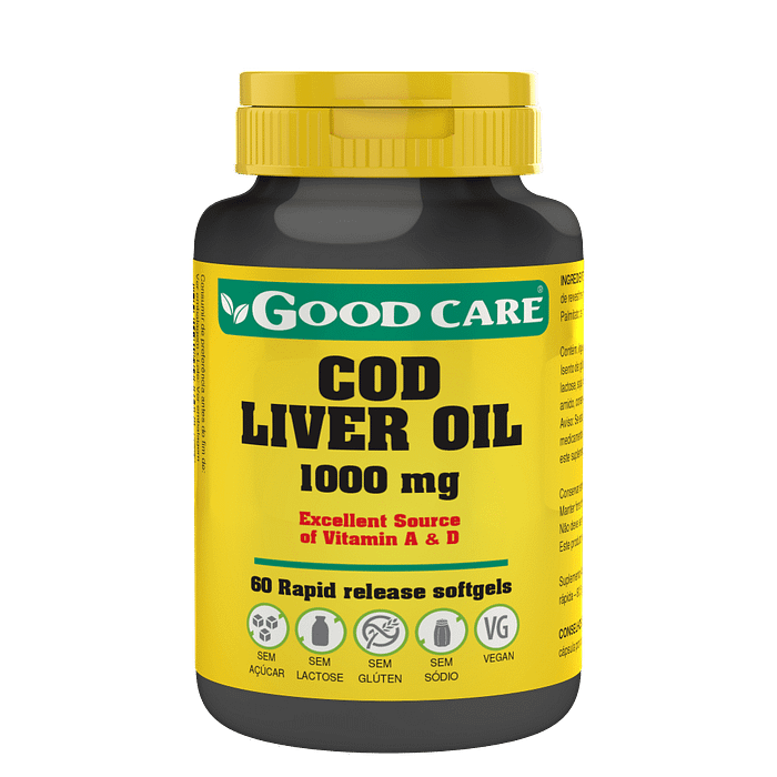 Cod Liver Oil, suplemento alimentar sem açúcar, sem glúten, vegan
