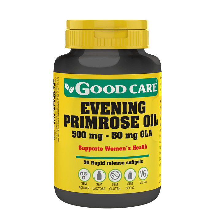 Evening Primrose Oil 500 mg, suplemento alimentar sem açúcar, sem glúten, sem lactose