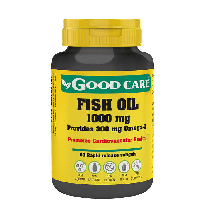Fish Oil, suplemento alimentar sem açúcar, sem glúten, sem lactose