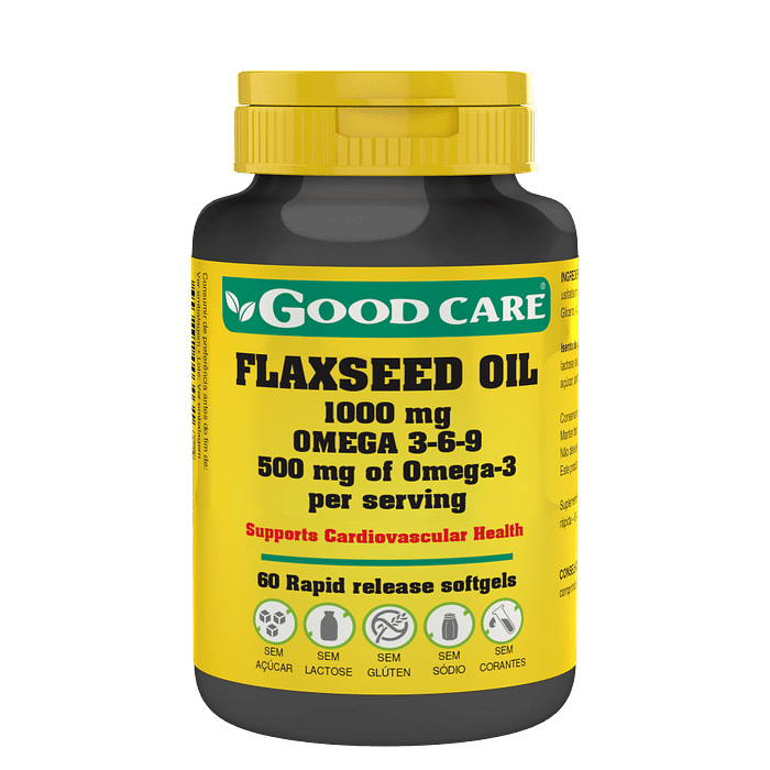 Flaxseed Oil, suplemento alimentar sem açúcar, sem glúten, sem lactose