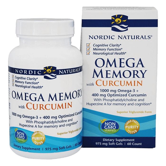 Omega Memory com Curcumina, suplemento alimentar sem glúten