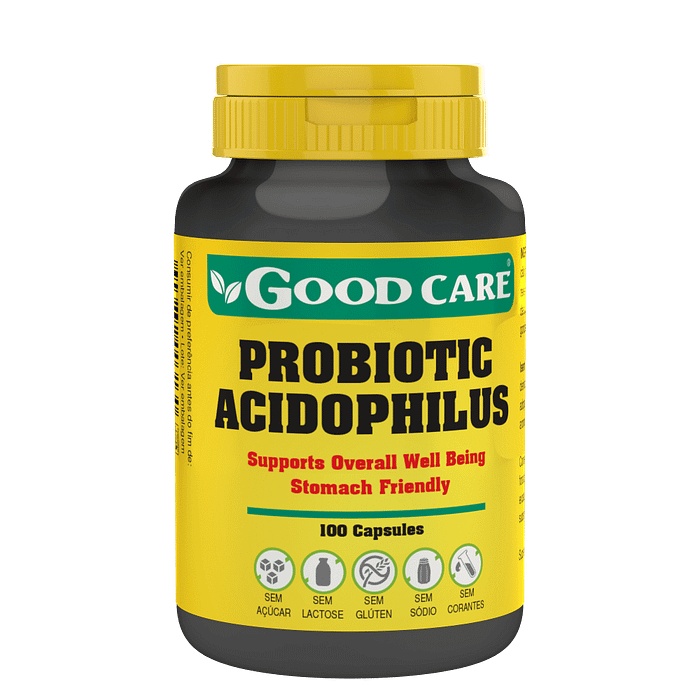 Probiotic Acidophilus,, suplemento alimentar sem açúcar, sem glúten, sem lactose