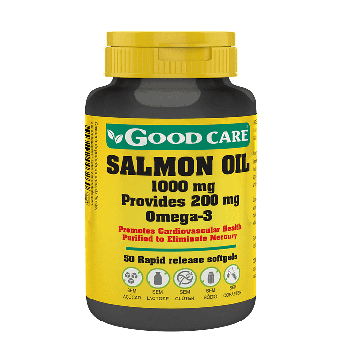 Salmon Oil, suplemento alimentar sem açúcar, sem glúten, sem lactose