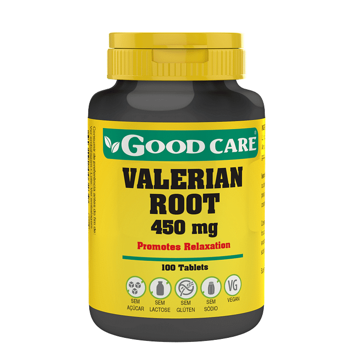 Valerian Root, suplemento alimentar sem açúcar, sem glúten, sem lactose, vegan