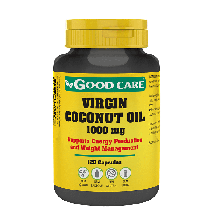 Virgin Coconut Oil, suplemento alimentar sem açúcar, sem glúten, sem lactose