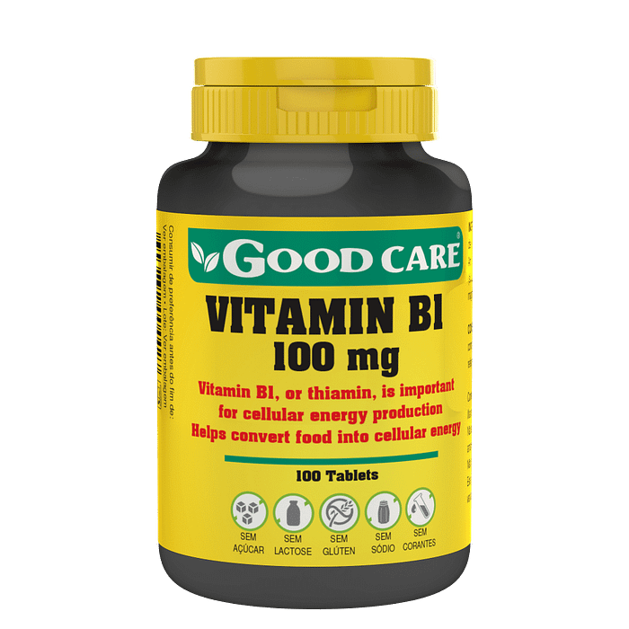 Vitamin B1, suplemento alimentar sem açúcar, sem glúten, sem lactose