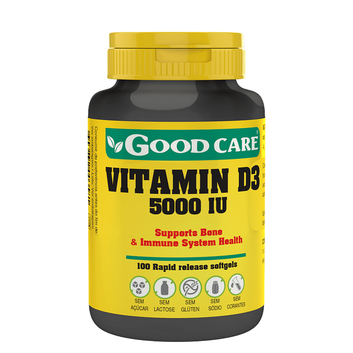 Vitamin D3 5000 IU, suplemento alimentar sem açúcar, sem glúten, sem lactose
