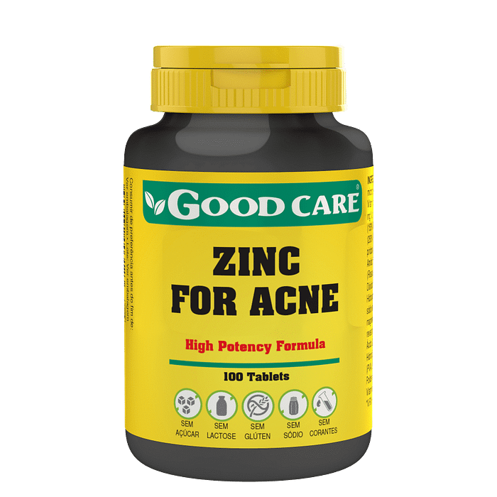 Zinc for Acne, suplemento alimentar sem açúcar, sem glúten, sem lactose