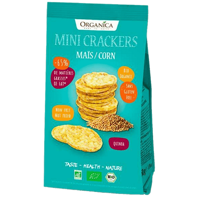 Mini Crackers Milho e Quinoa, ingredientes biológicos