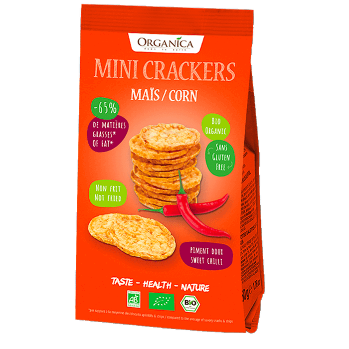 Mini Crackers Milho e Pimentão Doce, ingredientes biológicos