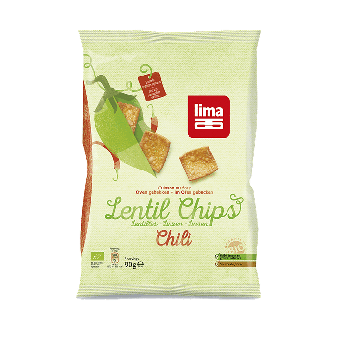 Snack de Lentilhas com Chili, com ingredientes biológicos