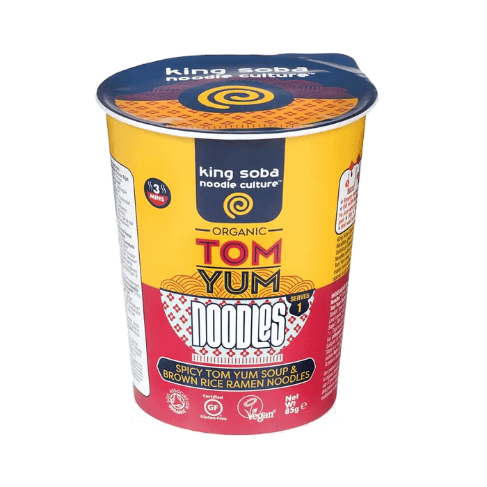 Sopa Tom Yum com Noodles de Arroz Integral, com ingredientes biológicos, vegan