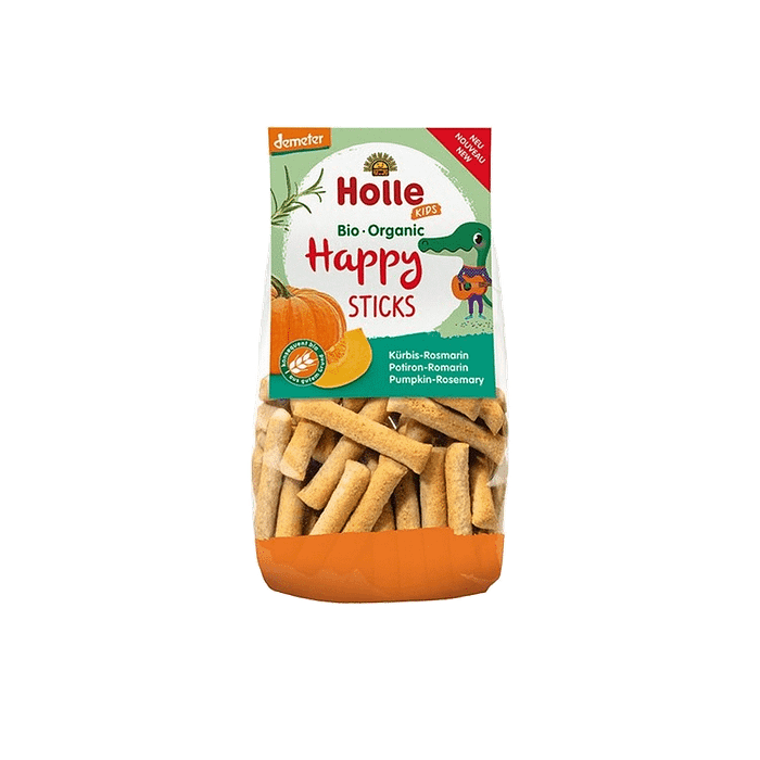 Happy Sticks - Snack Trigo com Abóbora e Alecrim, com ingredientes biológicos, vegetariano, vegan, sem lactose