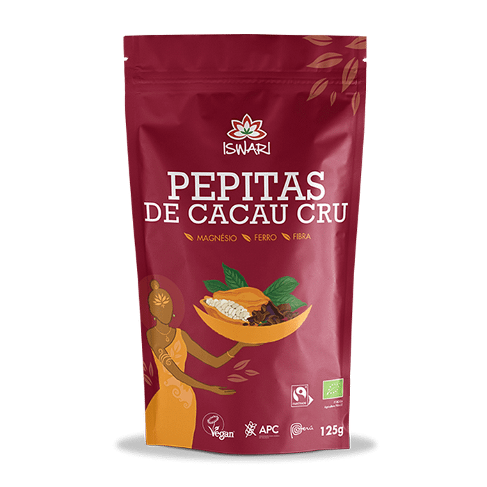 Pepitas de Cacau Cru, com ingredientes biológicos, vegan