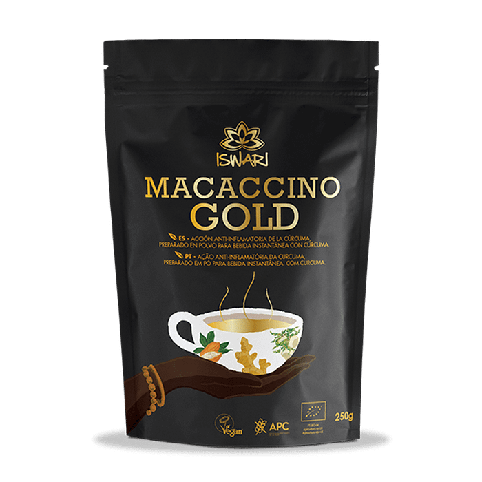 Macaccino Gold, com ingredientes biológicos, sem glúten, vegan