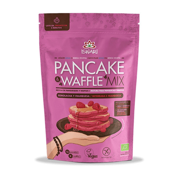 Pancake e Waffle Mix - Beterraba e Framboesa, com ingredientes biológicos, sem glúten, vegan