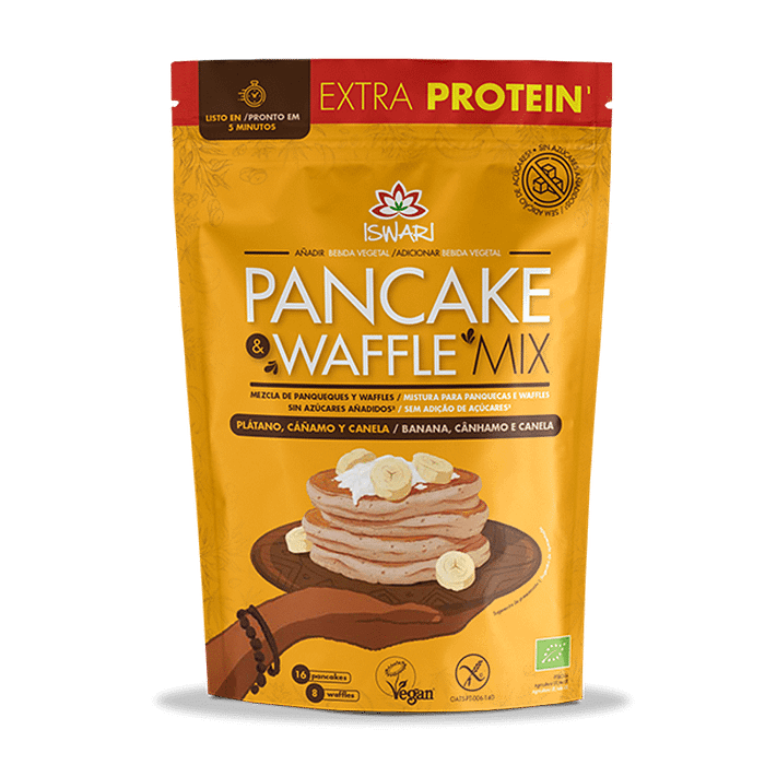 Pancake e Waffle Mix - Banana, Cânhamo e Canela, com ingredientes biológicos, sem glúten, vegan