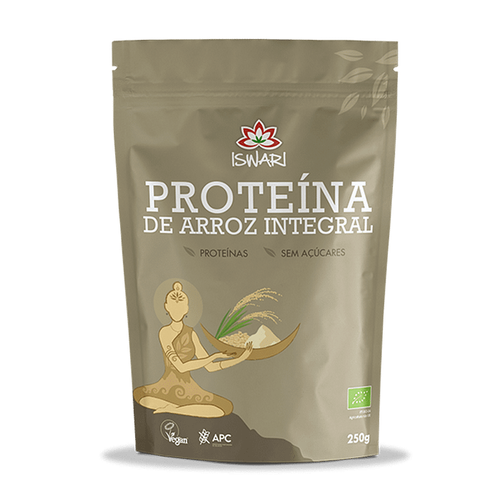 Proteína de Arroz, com ingredientes biológicos, sem glúten, vegan