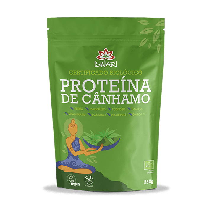 Proteína de Cânhamo, com ingredientes biológicos, sem glúten, vegan