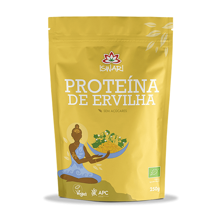 Proteína de Ervilha, com ingredientes biológicos, sem glúten, vegan