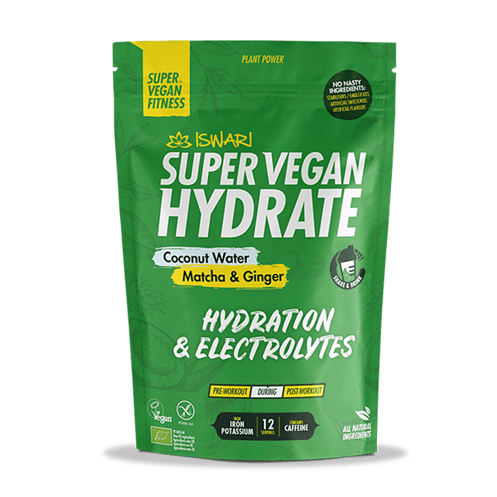 Super Vegan Hydrate Água de Coco, Matcha e Gengibre, com ingredientes biológicos