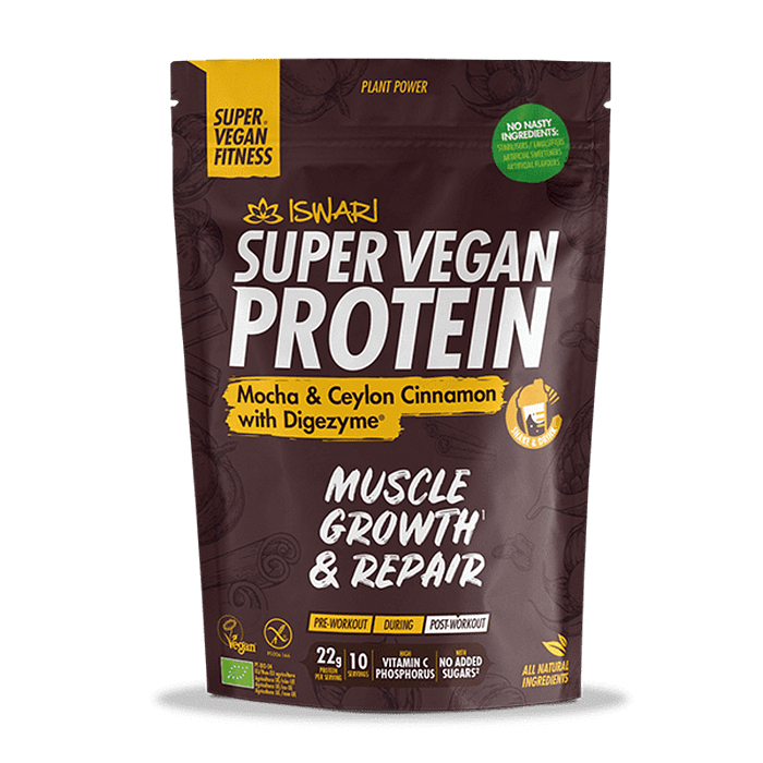 Super Vegan Protein Mocha e Ceilão, com ingredientes biológicos
