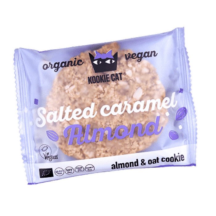 Kookie Salted Caramel Almond, com ingredientes biológicos, sem glúten, vegan