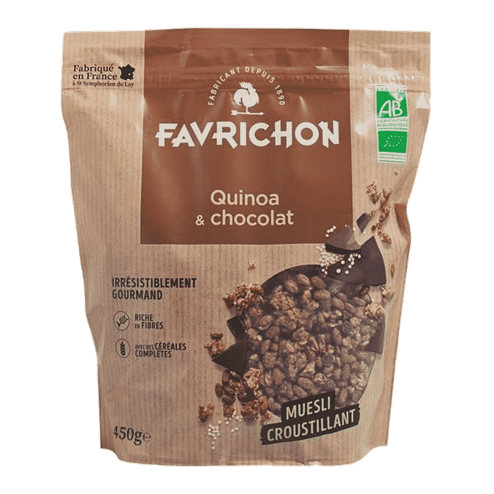 Muesli Quinoa Chocolate Crocante, com ingredientes biológicos